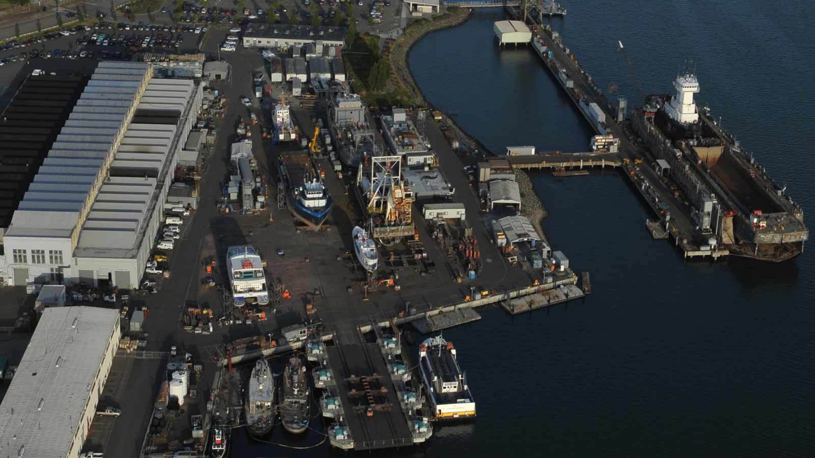 Aerial-view-of-Bay-Ship-and-Yacht-Co-boatyard