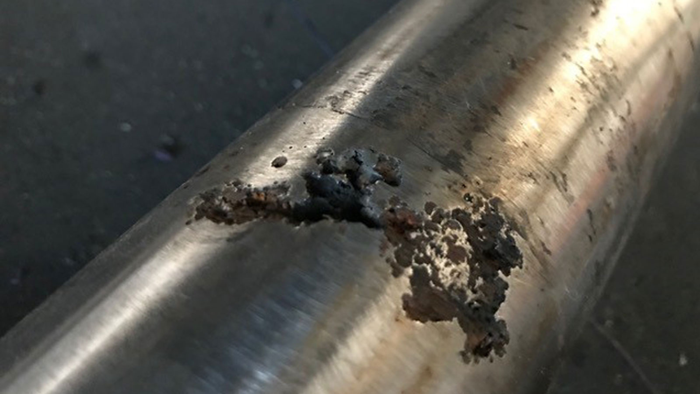 Atrolytic corrosion of a stainless steel shaft